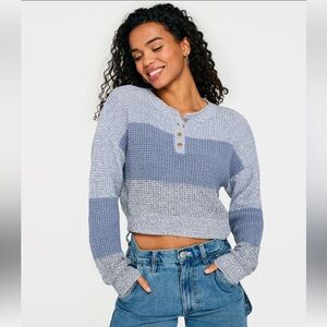 Cropped color block sweater